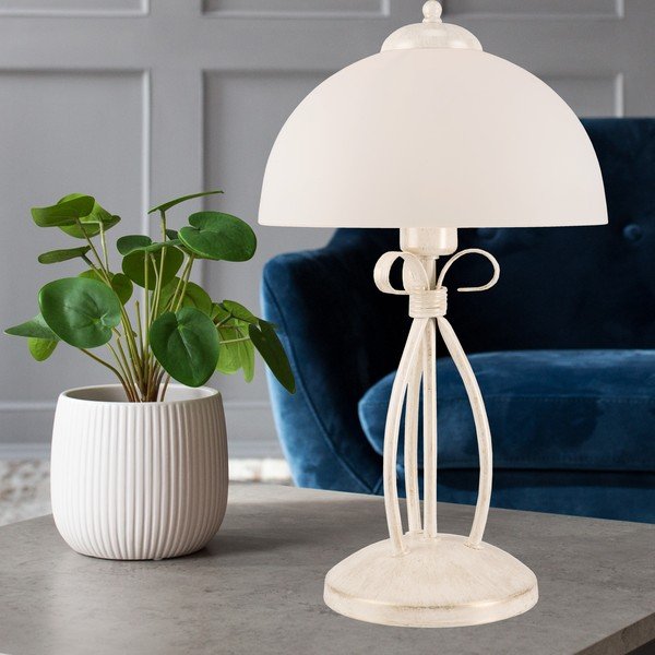 Valge klaasist varjuga laualamp, kõrgus 43 cm Adelle - LAMKUR-image-3