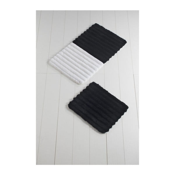 Sada 2 černo-bílých koupelnových předložek Confetti Bathmats Soft Black