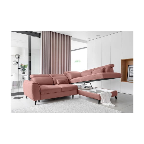 Roosa sametist lahtikäiv/sahtliga nurgadiivan (parem nurk/L-kujuline) Noble – ELTAP-image-3