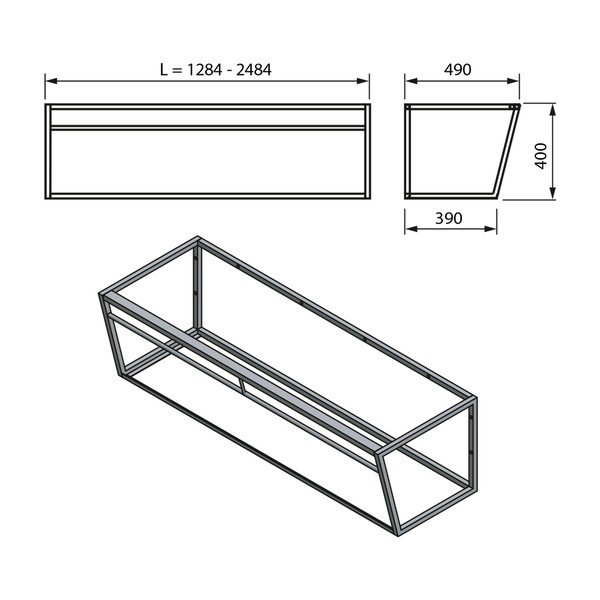 Valge/must metallist seinale valamualus  218x40 cm Aruba – Sapho-image-2