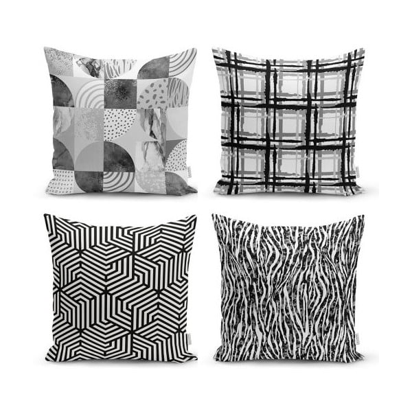 4 dekoratiivse padjakoti komplekt Minimalistlik joonistus, 45 x 45 cm - Minimalist Cushion Covers