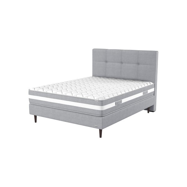 Šedá boxspring postel s ozdobným čelem a matrací z paměťové pěny Ted Lapidus Maison PÉRIDOT, 160 x 200 cm-image-1