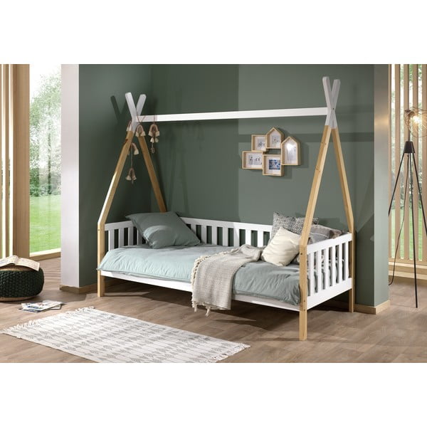 Valge lastevoodi koos tõkkepuuga , 90 x 200 cm Tipi - Vipack-image-1