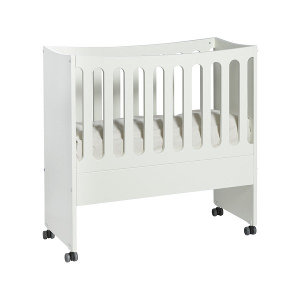 Bílá dětská postýlka na kolečkách s odnímatelnou postranní pelestí Manis-h, 89 x 44 cm-image-1