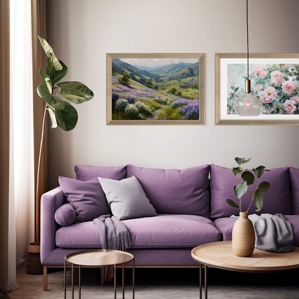 Trükitud pilt raamiga 75x56 cm Violet Hills - Styler-image-1