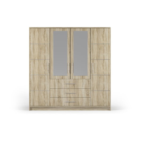 Tammepuust garderoobikapp koos peegliga 196x200 cm Derry - Cosmopolitan Design