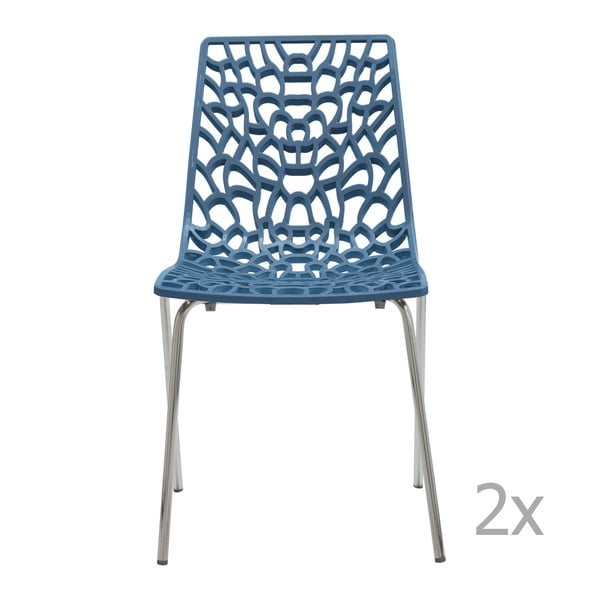 Sada 2 modrých  jídelních židlí Castagnetti Groove