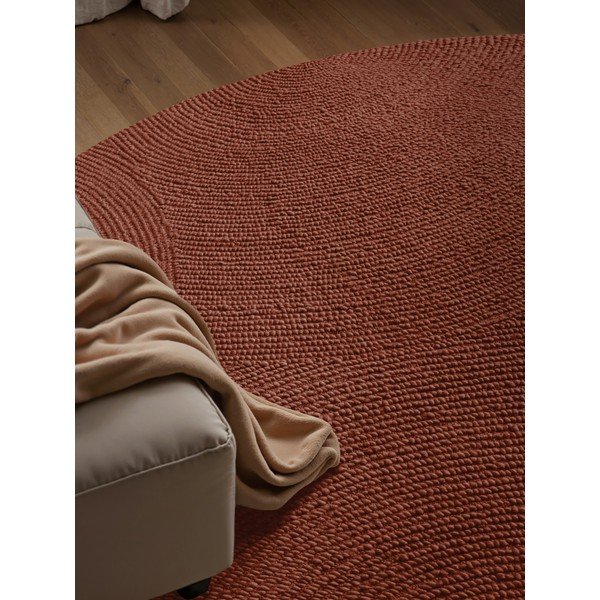 Käsitsi kootud villane ümmargune vaip telliskivi värvi ø 150 cm Calmio - Hanse Home-image-1