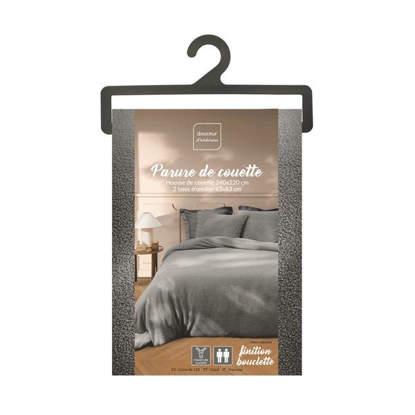 Antratsiitvärvi kaheinimese/pikendatud mikroplüüsist voodipesu 240x220 cm Helena - douceur d'intérieur-image-4