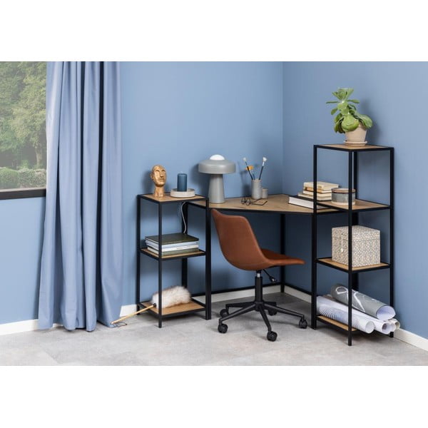 Must tammedekooriga raamaturiiul 37x120 cm Seaford - Actona-image-1