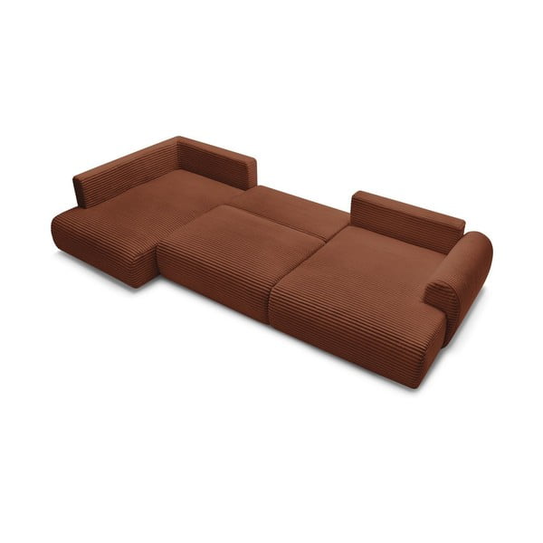 Tellisevärvi velvetist nurgadiivanvoodi (parem nurk/U-kujuline) Lucien - Bobochic Paris-image-4