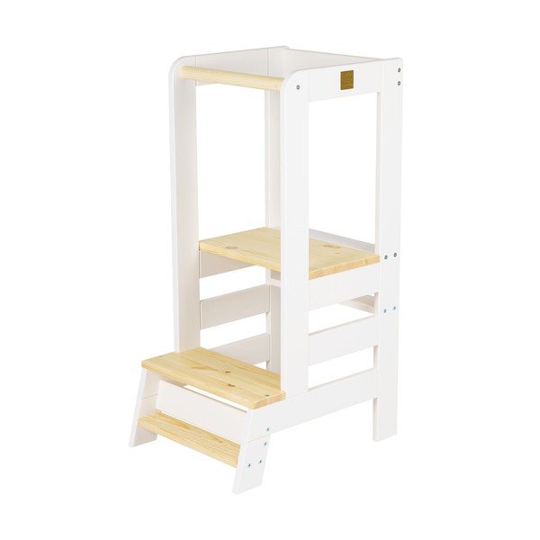 Valge männipuidust ronimistorn Montessori - Meowbaby