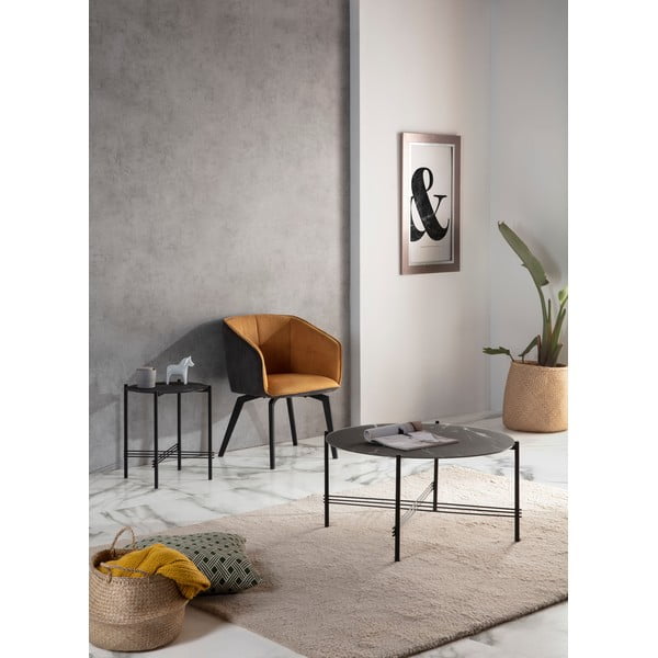 Must marmorse dekooriga klaasist kohvilaud , ø 84 cm Kendall - Marckeric-image-1