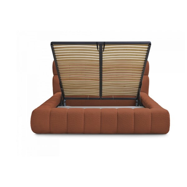 Oranž polsterdatud kaheinimesevoodi koos panipaiga ja voodipõhjaga 180x200 cm Mont Blanc - Bobochic Paris-image-3