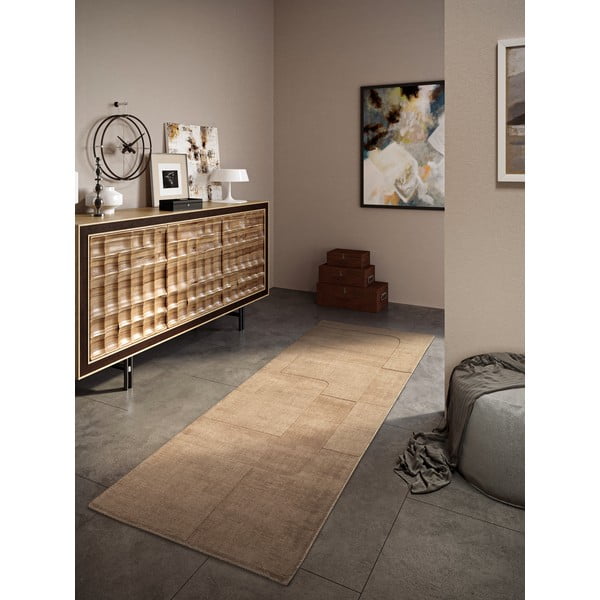 Beež käsitsi kootud villane koridorivaip 80x250 cm Charlotte - Villeroy&Boch-image-1