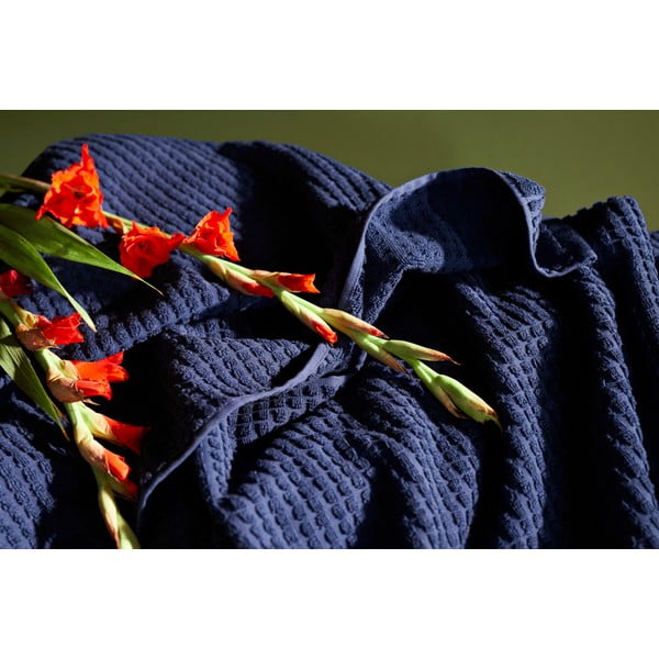 Tumesinine orgaanilisest puuvillast froteerätik 70x140 cm Check - JUNA-image-4