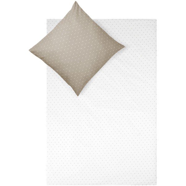 Bílo-hnědé flanelové povlečení na jednolůžko Fovere Betty, 155 x 220 cm-image-2