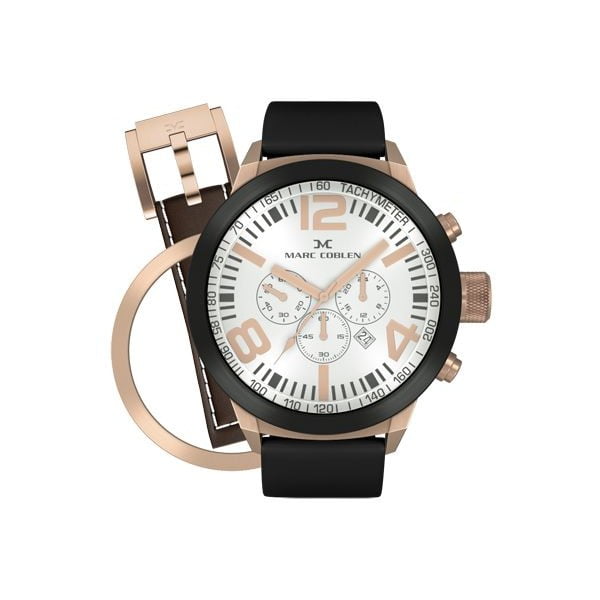 Pánské hodinky Marc Coblen s páskem a kroužkem navíc P40