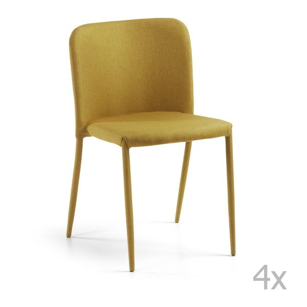 Sada 4 hořčicově žlutých židlí La Forma Katanya