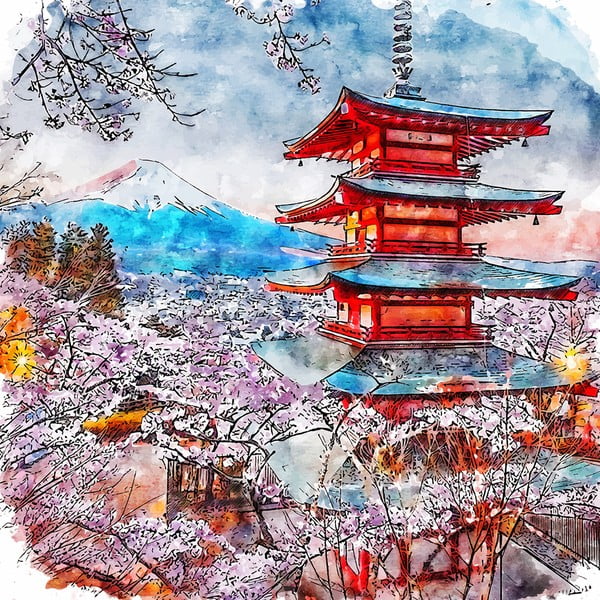 Maal 50x50 cm Chureito Pagoda - Fedkolor