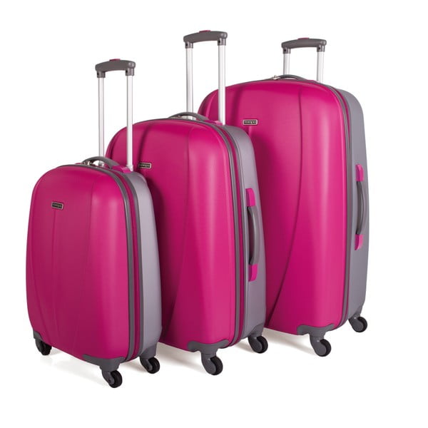 Sada 3 růžových cestovních kufrů na kolečkách Arsamar Wright