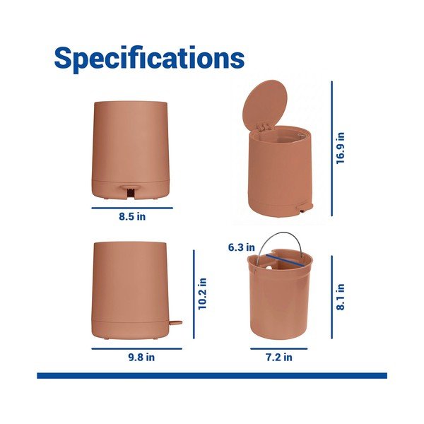 Pruun plastmassist prügikast 5 l Fablo - Wenko-image-4