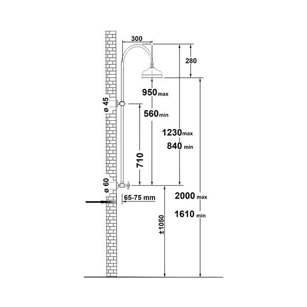 Läikiv hõbedane messingist dušikomplekt 123 cm Antea - Sapho-image-1