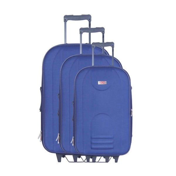 Sada 3 modrých cestovních kufrů na kolečkách Hero Airplane