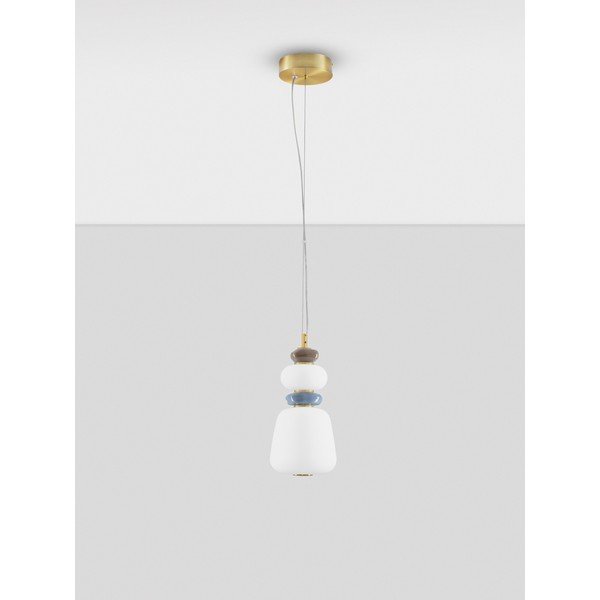 Valge/kuldse värvi metallist LED-rippvalgusti portselanist varjuga/klaasist varjuga, ø 17 cm Palo - Nova Luce-image-3