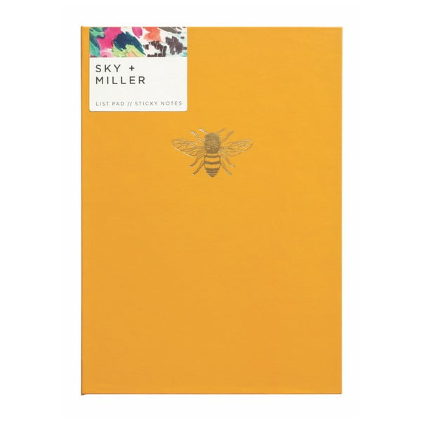 Žlutý poznámkový blok se sadou lepících papírků Portico Designs Bee, 60 stránek