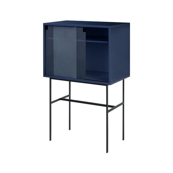 Tumesinine lükandustega vitriinkapp 70x109x40 cm Lekko - noo.ma