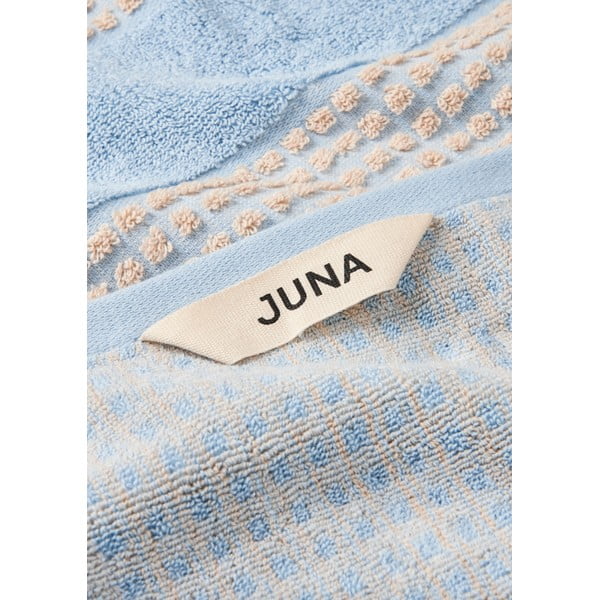 Helesinine-beež orgaanilisest puuvillast vannirätik 70x140 cm Check - JUNA-image-1