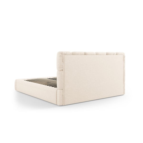 Kreem polsterdatud kaheinimesevoodi koos voodipõhja ja panipaigaga 180x200 cm Bellis – Micadoni Home-image-4