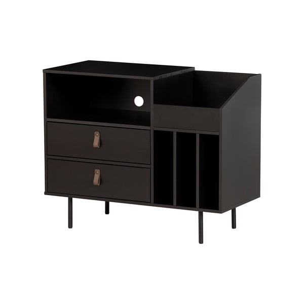 Must männi täispuidust kummut plaadimängijale 90x73x41 cm Jackson – WOOOD-image-1