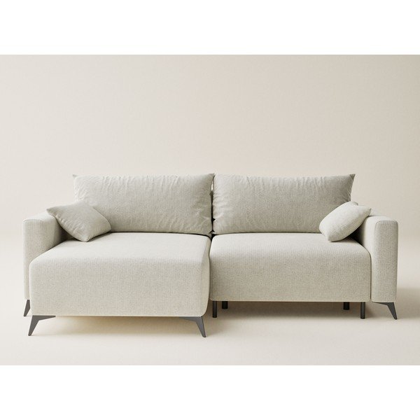 Kreemjas šenilldiivanvoodi/panipaigaga nurgadiivan (vasak nurk/diivanvoodiga) Leon - Maison de Rêve-image-2