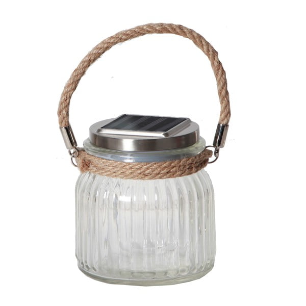 Klaasist päikesepaneeliga LED-latern, kõrgus 11,5 cm Jamjar - Star Trading