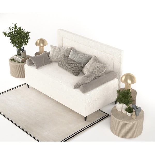 Kreemvalge polsterdatud üheinimesevoodi 90x200 cm Alba - Maison de Rêve-image-4