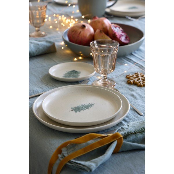 4 kreemjat magustoidutaldrikut komplektis jõulumotiiviga, kivikeraamikast, ø 22 cm Pacifica Christmas Tree - Casafina-image-4