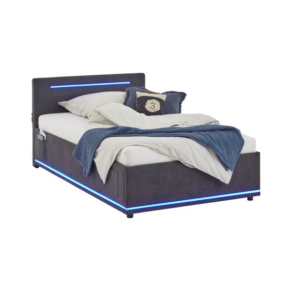 Tumehall polsterdatud lastevoodi panipaiga ja voodipõhjaga 120x200 cm Circle - Meise Möbel-image-4