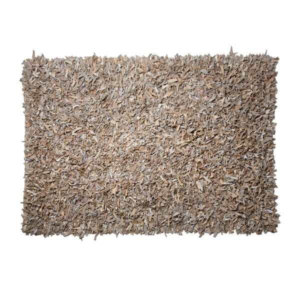 Béžový kožený koberec Cotex Shaggy, 140 x 200 cm