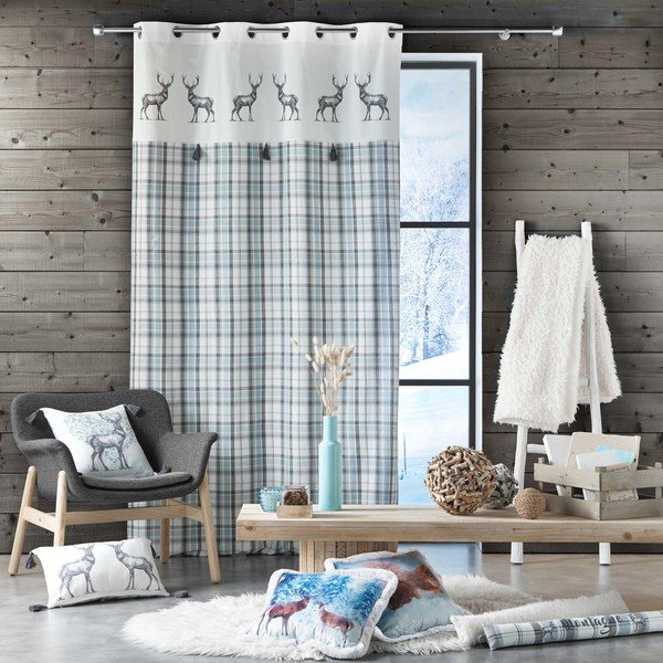 Valge-sinine kardin 140x240 cm Megeve - douceur d'intérieur-image-2