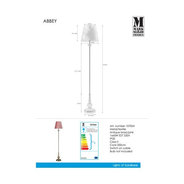 Růžová volně stojící lampa Markslöjd Abbey-image-2