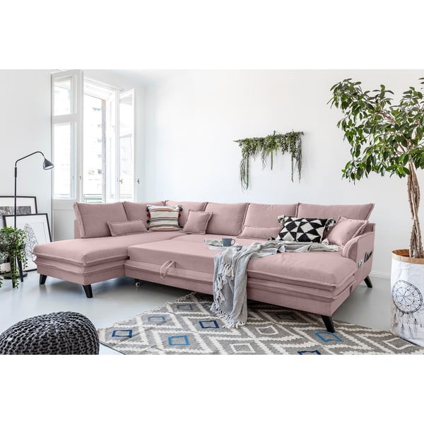 Puuderroosa U-kujuline diivanvoodi , vasakpoolne nurk Charming Charlie - Miuform-image-4