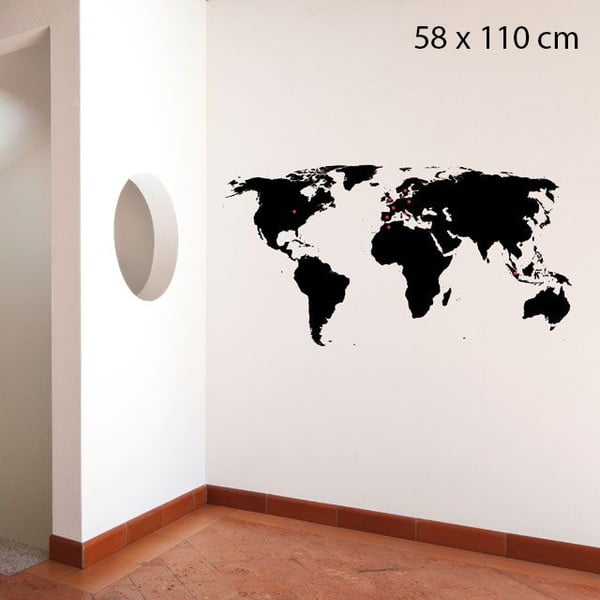 Samolepka World, 110x58 cm