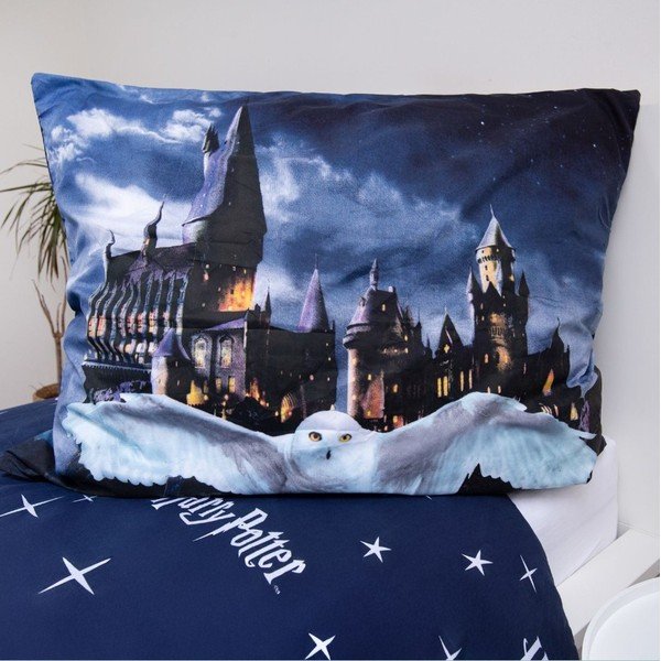 Tumesinine/hall mikrokiust laste voodipesu üheinimesevoodile 200 × 140 cm Harry Potter „Hogwarts Night“ – Jerry Fabrics-image-3