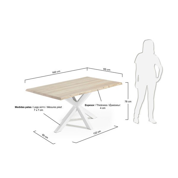 Söögilaud tammepuust pealispinnaga 90x160 cm Argo - Kave Home-image-4