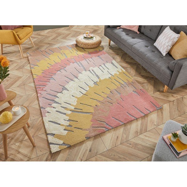 Kollane/roosa vaip 120x170 cm Woodgrain - Flair Rugs-image-4