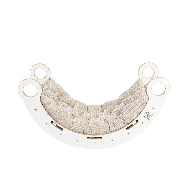 Valge-beež männipuidust kiik 39x75x38 cm Montessori - Meowbaby