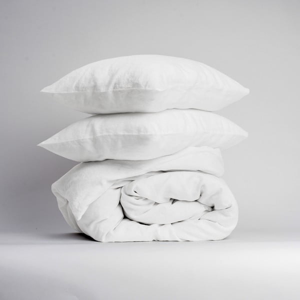Valge laiendatud linane kaheinimesevoodipesu 200x220 cm - Linen Tales-image-1