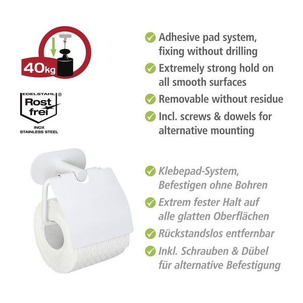 Valge isekandev roostevabast terasest tualettpaberi hoidja Orea - Wenko-image-4